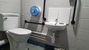 Disabled toilet installation in commercial building